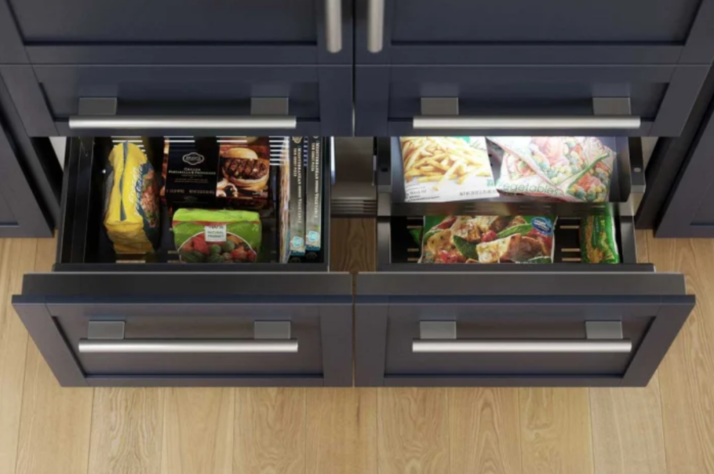 Thermador freezer drawers with frozen food
