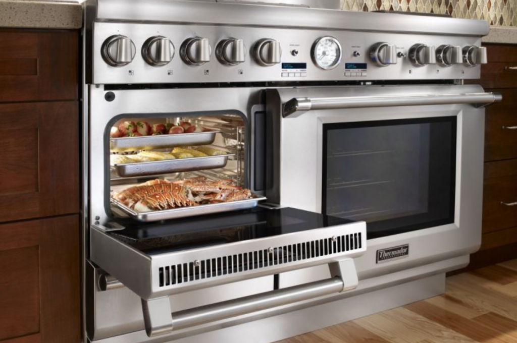 Thermador professional range with open oven