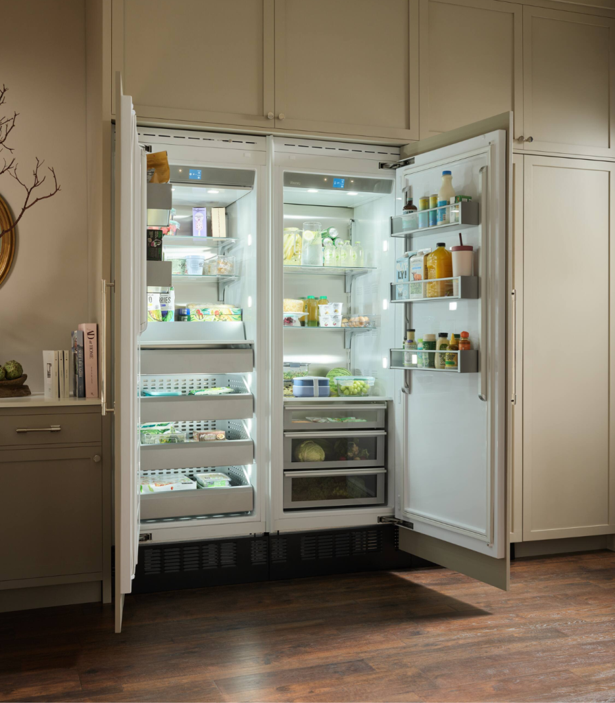 Viking built-in refrigerator and freezer in a modern kitchen