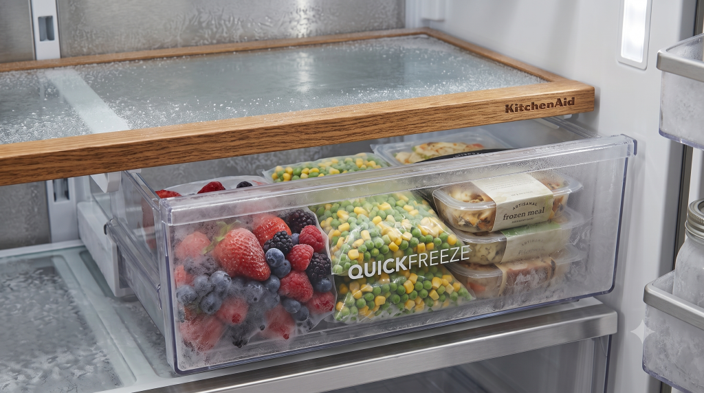 KitchenAid refrigerator freezer drawer with frozen food