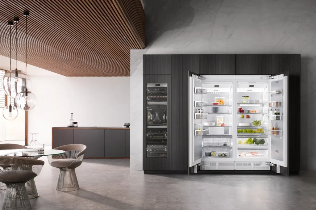 Miele built-in refrigerator and beverage storage columns