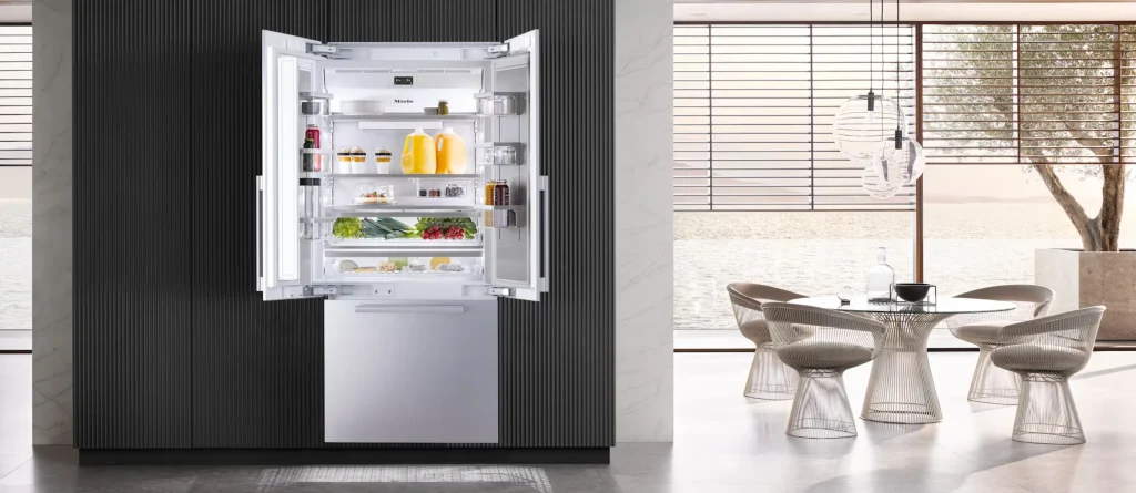Miele built-in French door refrigerator in a modern kitchen